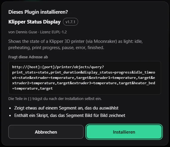 Die Vorschau vor dem Installieren